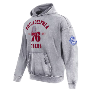 Pro Standard Men's Philadelphia 76ers Washed Twill Hoodie, Medium, Gray