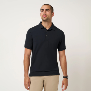 TravisMathew Men's TM Social Club Sweater Golf Polo, Small, Black