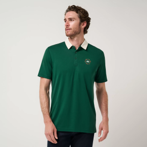 TravisMathew Men's Ice Rink Ready Golf Polo, Medium, Rain Forest
