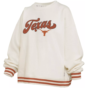 Pressbox Women's Texas Longhorns White Chenille Crewneck Sweatshirt, Small