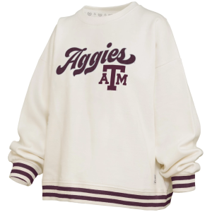 Pressbox Women's Texas A&M Aggies White Chenille Crewneck Sweatshirt, Small