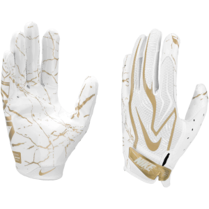 Nike Youth Vapor Jet 9.0 Football Gloves, XXL, White/White/Metallic Gold