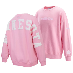 Pro Standard Girls' Minnesota Timberwolves Wingspan Fleece Crewneck Sweatshirt, XL, Pink
