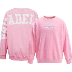 Pro Standard Girls' Philadelphia 76ers Wingspan Fleece Crewneck Sweatshirt, Large, Pink