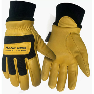 North Star Fur Pro Premium Knit Wrist Leather Gloves, Small, Black/Tan