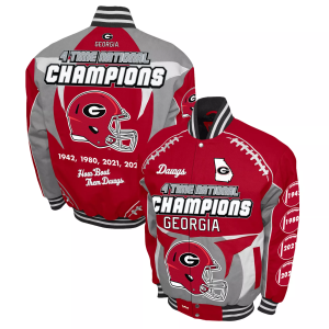 Franchise Club Men's Georgia Bulldogs Red Commemorative Cotton Twill Jacket, Large
