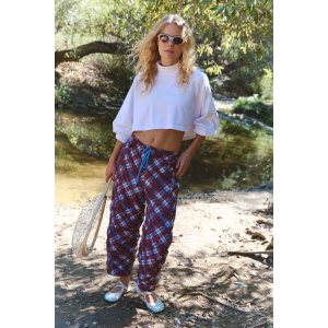 FP Movement Women's In The Wild Fleece-Lined Printed Hike Pants, Small, Panger Plaid/Cabrne