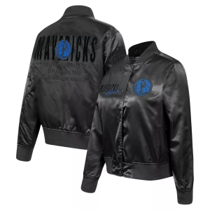Pro Standard Women's Dallas Mavericks Eclipse Satin Jacket, Small, Black