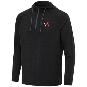 Antigua Men's Georgia Bulldog Spikes Black Heather 1/4 Zip Pullover Hoodie, XXL