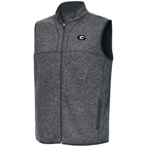 Antigua Men's Georgia Bulldogs Fortune Smoke Heather Full Zip Vest, Small, Gray