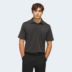 adidas Men's Performance Two-Color Stripe Golf Polo, Large, Carbon S18/Black