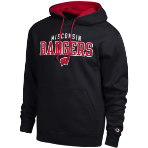 Champion Men's Wisconsin Badgers Promo Hoodie, Medium, Black