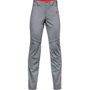 Under Armour Boys Gameday Relaxed Pipe Pants, Boys', Medium, Grey/Red