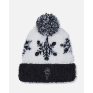 GOAT USA Women's Fuzzy Winter Hat, White/Black