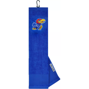 Team Effort Kansas Jayhawks Embroidered Face/Club Tri-Fold Towel, Blue