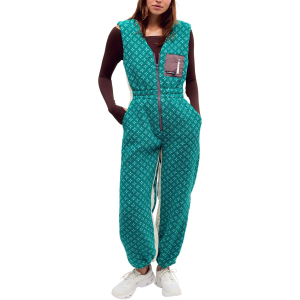 FP Movement Women's Scout It Out Printed Overalls, Medium, Birds Eye Green Fros