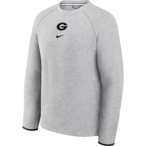 Nike Men's Georgia Bulldogs Tech Fleece Crewneck Sweatshirt, Small, Gray