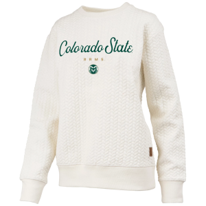 Pressbox Women's Colorado State Rams Textured Crewneck Sweatshirt, Small, White