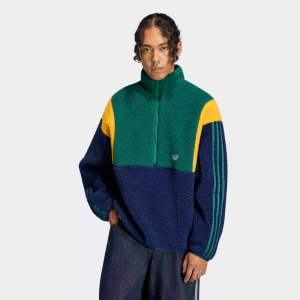 adidas Men's Winter Club Teddy Fleece Half Zip Sweatshirt, Medium, Night Indigo