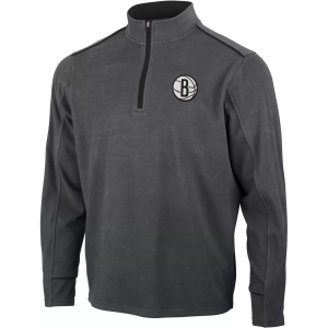 Antigua Men's Brooklyn Nets Leverage 1/4 Zip Pullover, Large, Gray
