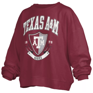 Pressbox Women's Texas A&M Aggies Maroon Buckler Crew Pullover Sweatshirt, XL, Red