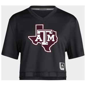 adidas Women's Texas A&M Aggies Cropped Jersey, Small, Black