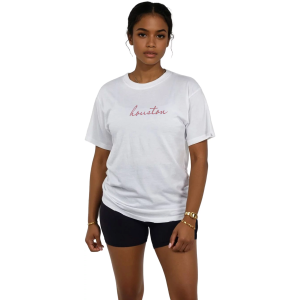 chicka-d Women's Houston White Heritage T-Shirt, Large