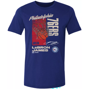 500 LEVEL Men's Philadelphia 76ers LeBron James Cotton T-Shirt, XL, Blue