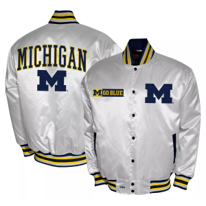 Franchise Club Franchise Club Men's Michigan Wolverines White Satin Jacket, Small - $150.00 at DICK'S Sporting Goods