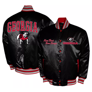 Franchise Club Men's Georgia Bulldogs Black Satin Jacket, Small