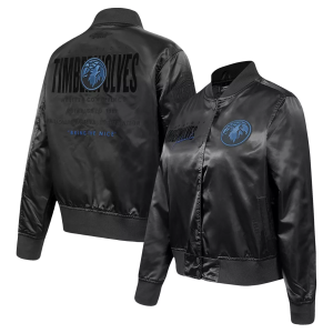 Pro Standard Women's Minnesota Timberwolves Eclipse Satin Jacket, Medium, Black
