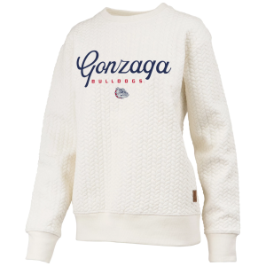 Pressbox Women's Gonzaga Bulldogs Textured Crewneck Sweatshirt, Small, White