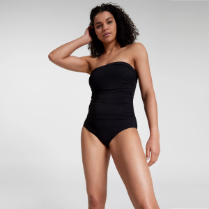 CALIA Women's Bandeau One Piece Swimsuit, Size 14, Pure Black