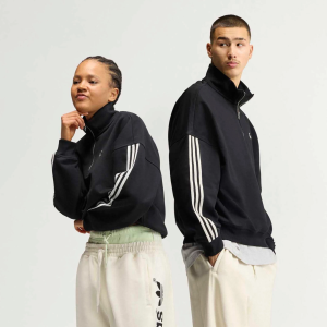 adidas Originals Men's adiSignature Firebird 3 Stripes Half Zip Sweatshirt, Large, Black/Off White