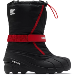 SOREL Kids Flurry Boots, Size 5, Black/Bright Red