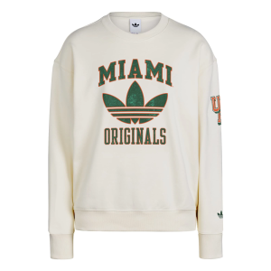 adidas Women's Miami Hurricanes Originals Crew Sweatshirt, Small, White