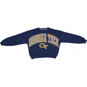 Pressbox Women's Georgia Tech Yellow Jackets Janise Crewneck Sweatshirt, Large, Blue