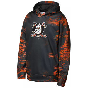 NHL Team Apparel Youth Anaheim Ducks Black Dynamics Pullover Hoodie, Small