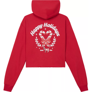 GOAT USA Girls' Candy Cane Crop Hoodie, Large, Enduring Red