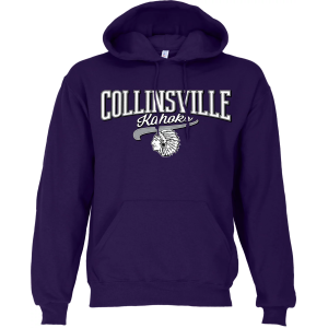 Ohiopyle Prints Men's Collinsville High School Purple Hoodie, XXL