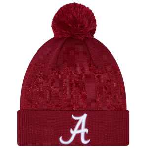 New Era Alabama Shimmer Pom Knit Beanie, Women's, Red