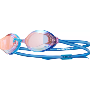 TYR Youth Black Ops 140 EV Mirrored Racing Swim Goggles, Kids, Pink/Blue