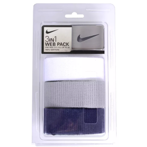 Nike Men's Web Golf Belt 3-Pack, No Size, White/Blue/Silver