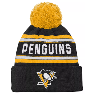 NHL Youth Pittsburgh Penguins Jacquard Black Pom Knit Beanie