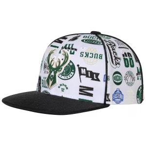 Outerstuff Youth Milwaukee Bucks White Piped Up Snapback Adjustable Hat
