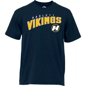 Ohiopyle Prints Men's Haslett High School Navy Cotton T-Shirt, Small, Blue