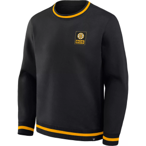 NHL Men's Boston Bruins Ribbed Fleece Crewneck, Medium, Black