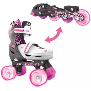 Yvolution Kids' Combo 2-in-1 Skates, Size 12-2, Pink/Black