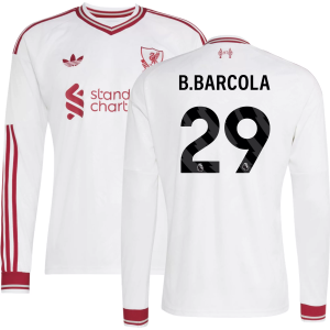 Adidas adidas Adult Liverpool Bradley Barcola 2026 Away Long Sleeve Replica Jersey, Men's, XL, White - $140.00 at DICK'S Sporting Goods