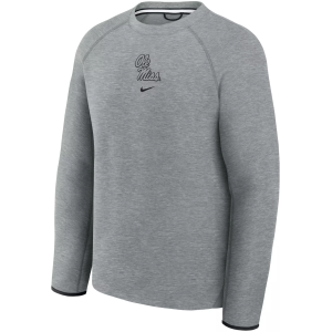 Nike Men's Ole Miss Rebels Tech Fleece Crewneck Sweatshirt, Small, Gray